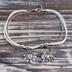 Elephant Anklet – Adjustable Silver Tone Charm for Strength & Luck