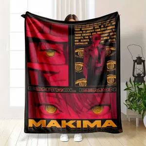 Anime Character Makima Flannel Blanket Dark Aesthetic Control Demon Graphic Print Super Soft Plush Lightweight Warmth Cozy Bedroom Living Room Bedding Sofa Nap Gift summerwins Summervibes, dealsforyou, midyearsale, restock, dealsforyoudays, DFYD