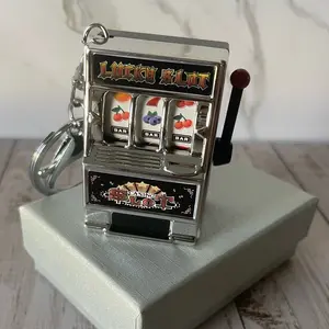 Silver Mini Casino Slot Machine Keychain - Spinning Reels, Compact Size, Silver Finish, Fun Keychain for Gambling Lovers boujee keychain toy