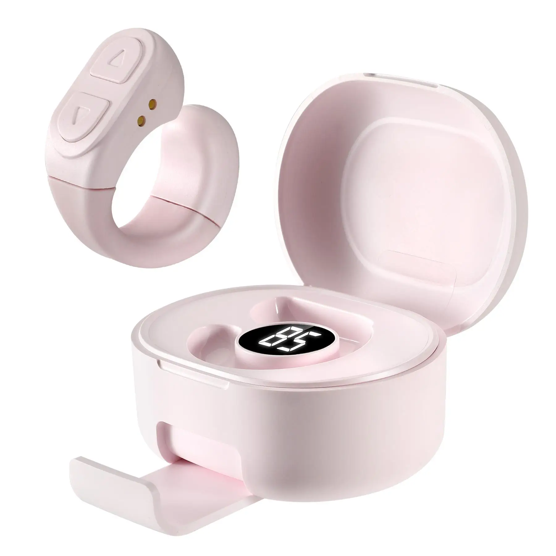 Wireless Remote Control Selfie Ring, Rechargeable Bluetooth-compatible Smart Scrolling Ring, APP Remote Page Turner with Cell Phone Stands