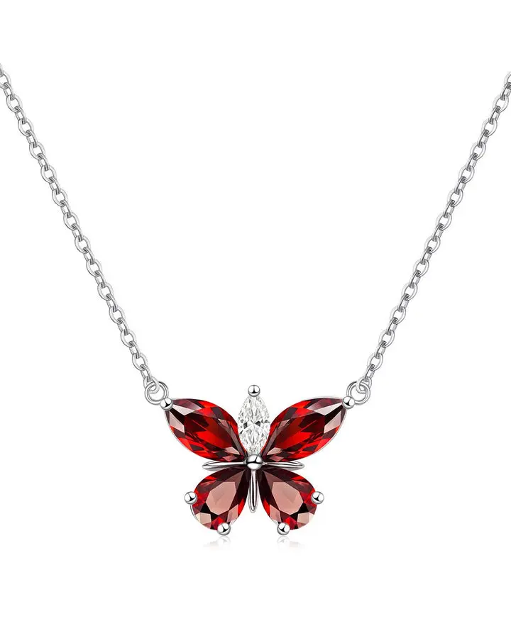 Butterfly Birthstone Necklace in 925 Sterling Silver for Women, Delicate Pendant for June Birthdays, Hypoallergenic Anniversary Gift, 12 Dazzling Birthstones, Female, Nickel-Free