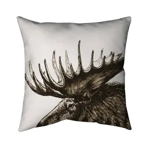 Begin Home Decor 5541-1616-AN473-2 16 x 16 in. Moose Plume Sepia Rustic Brown Pillow - Home Decor Essential