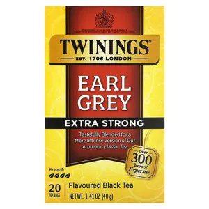 Twinings Black Tea, Earl Grey, Extra Strong, 20 Tea Bags, 1.41 oz (40 g)