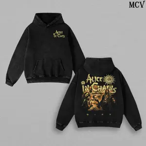 Alice In Chains Hoodie Washed – Dirt Album Tour Vintage Acid Wash Grunge Rock Heavy Cotton Oversize Unisex Retro Graphic, Alice In Chains T-Shirt & Sweatshirt Streetwear Concert Fan Merch Collector Gift Top for Men and Women Fans