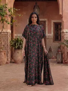 Women's Spring Summer Floral Print Robe Set, Thin Loose Fit Rose Pattern, Long Shawl Scarf, Casual Beach Sun Protection Satin Silk