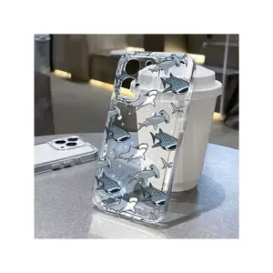 Marine Animals Shark Dolphin Transparent Space Mobile Phone Case For IPhone 17 13 Pro Max XS X XR Plus Protective ShellCompatible with Samsung Galaxy A/S/NOTE