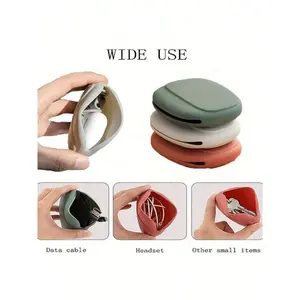 3pcs Portable Earphone Cable Organizer Box Soft Silicone USB Charging Case With Multiple Compartments Compact Travel Storage For Earphones Cables Accessories Durable Lightweight Design For Home Office Travel Earphone Storage Office Accessory