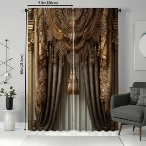 2-Piece Decorative Curtain Set, Door Curtain for Living Room Bedroom Kitchen Bathroom, High-Definition Print Fabric