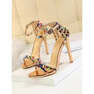 Women's Fashionable Studded Decor Stiletto Heels, Valentine's Gifts for Her, Elegant Heeled Sandals for Party, Banquet, Fashionable Shoes for Daily Wear, Strapy Sandal(Sheets)
