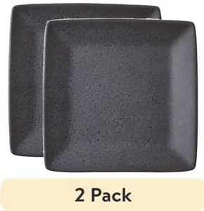 (2 pack) Dark Gray Square-Shaped Stoneware Salad Plate