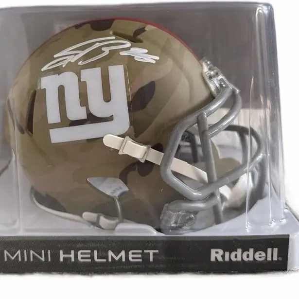 Saquon Barkley Signed Mini Camo Giants Helmet