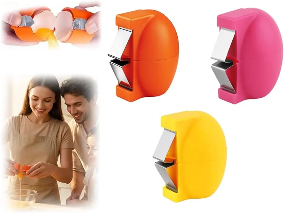 3-Pack Stainless Steel Egg Shell Opener & Cracker Tool, Multifunctional Egg Cutter for Raw & Hard-Boiled Eggs, Easy Egg Shell Opening Gadget for Cooking, Baking & Kitchen Use