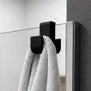 Shower Glass Door Towel Hook | 2 Hook Curved | Slide-On | No-Drill