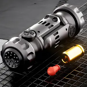 Metal Tungsten Steel Fidget Toy Gun Fidget Slider Fidget Gun Stress Relief Relax EDC Gyro Finger Toy Fidget Ring Fingertip Textured Spinner (Black)