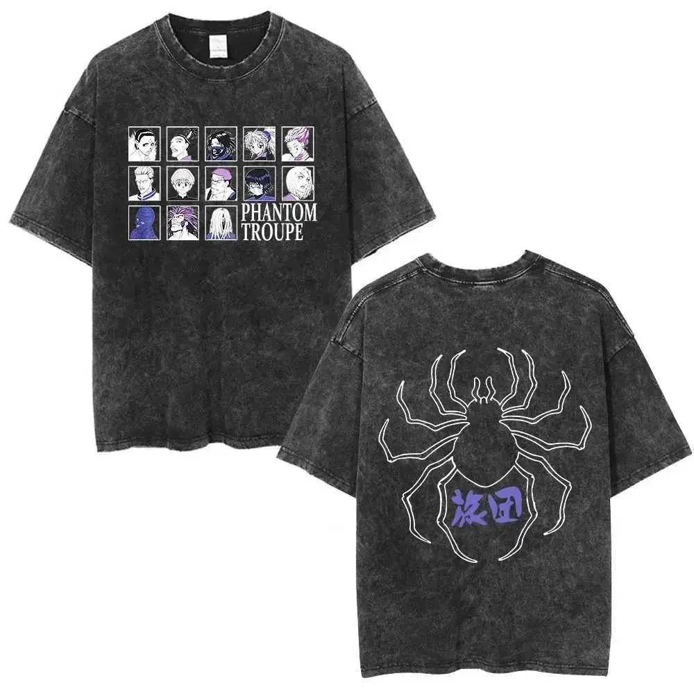 Anime Hunter X Hunter Phantom Troupe Washed T-shirts Hisoka Graphic Print T Shirts Men Women Clothing Cotton Oversized Tee Shirt J260318