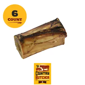 The Country Butcher 4" Beef Marrow Dog Bones for Aggressive Chewers Large & Medium Breed Natural Tough Chew Toy 6 Count Made in USA