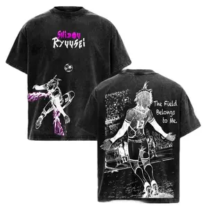 Shidou Ryusei Vintage Washed Oversized T-Shirt, Blue Lock Anime Graphic Tee, Heavyweight Cotton Streetwear Outfit, Unisex Casual Top, Perfect Anime Fan Gift V9C JDX