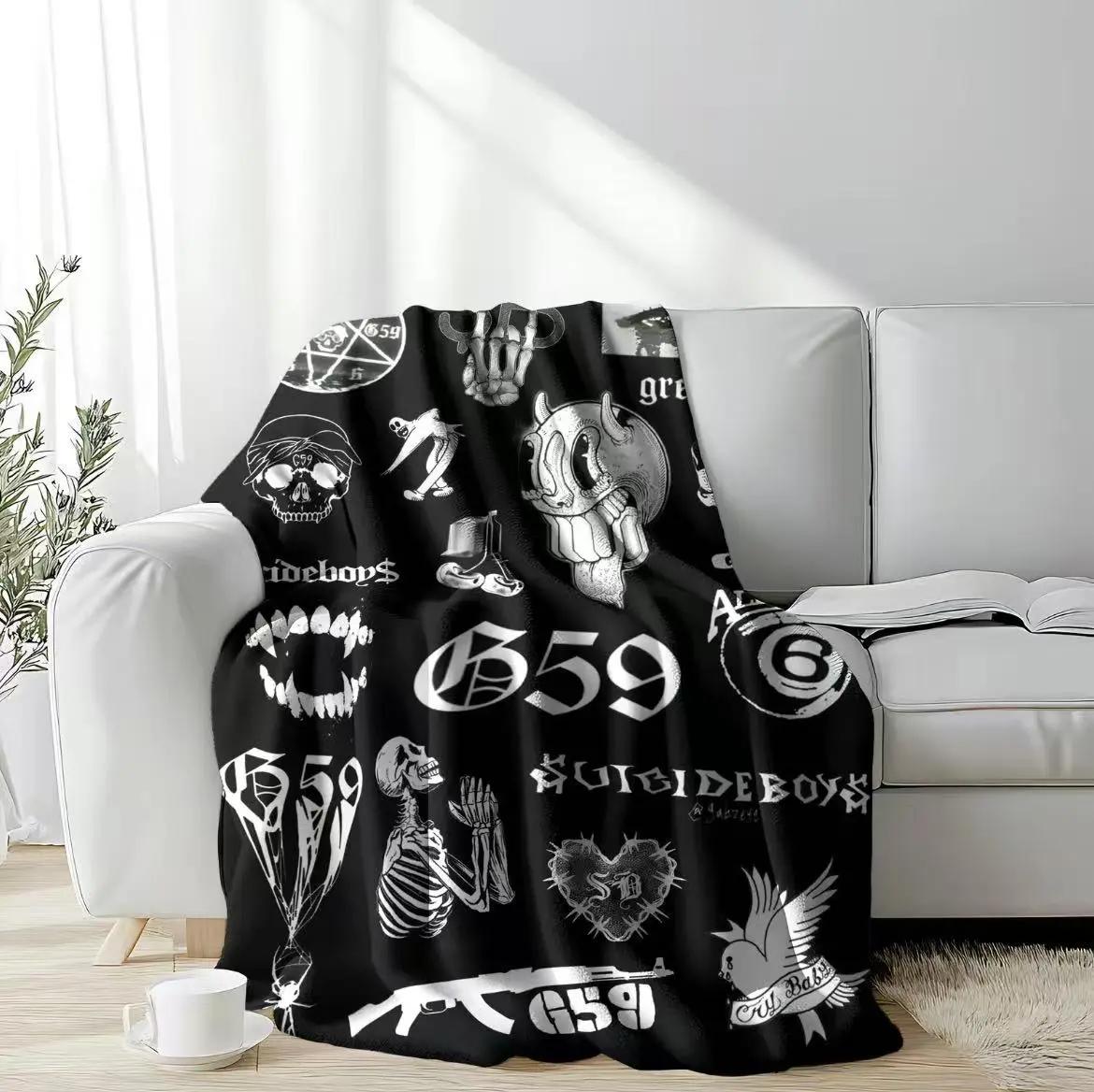 Suicideboys G59 Records Collage Fleece Blanket - Hip Hop Rap Themed Soft Cozy Throw with Iconic  uicideboy  & Grey59 Graphics, Perfect for Fans, Couch, Bed, and Gift