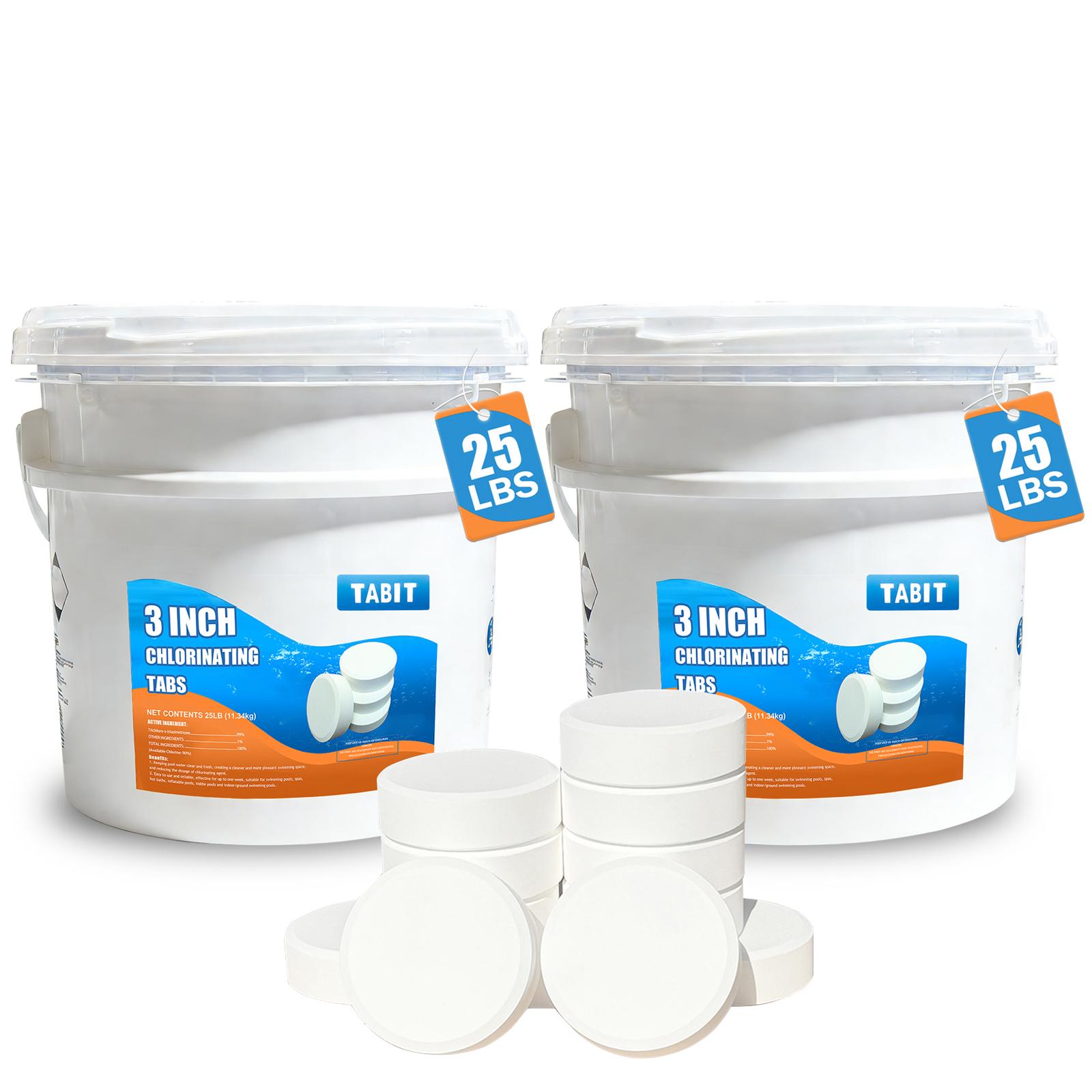 【80 lbs】TABIT 3" Chlorine Tabs, 3 Inch Chlorinating Tablets 80 lbs for Swimming Pool, Spa and Hot Tub, Slow Dissolving