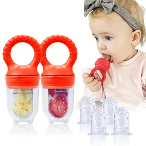 Baby Fruit Feeder  Frozen Teething Toys for Babies, 2 Pack, Fruit Pacifier with 6 Teats, BPA/BPS Free, Mesh Teether, Food-Grade Silicone, Baby Feeding Essentials
