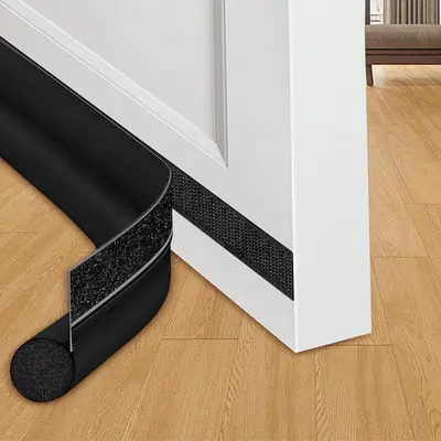 Door Draft Stopper – 39" Cuttable Kerf/Channel Seal For Bottom Of Door, PVC Weather Stripping, Black