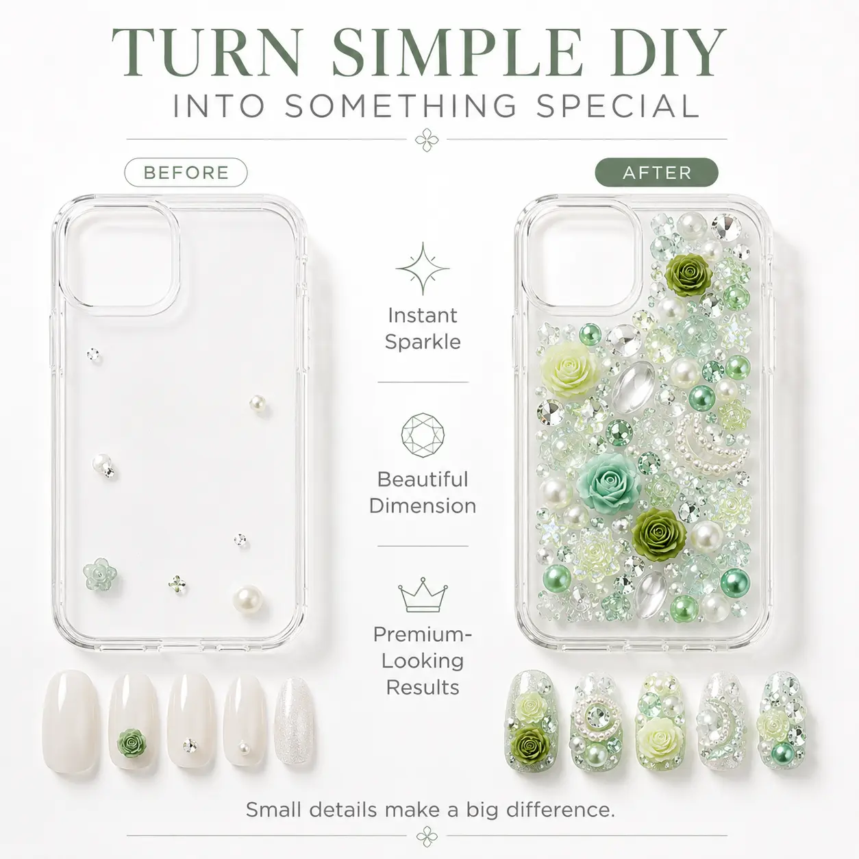 Mixed DIY Embellishment Mix for Nail Art, Phone Cases & Crafts
