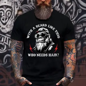 With A Beard Like This Who Needs Hair Funny Men's Monkey T-Shirt