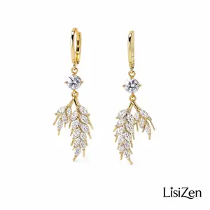 LisiZen 2026 Gold Plated Zircon Wheat Stud Earrings, Vintage Plant-Inspired Ear Jewelry for Women DZEH6124