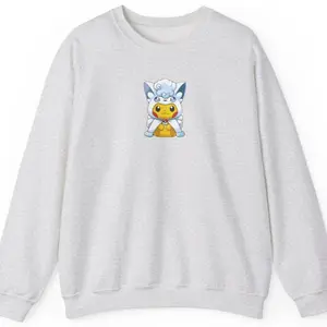 Pika "Alolan Vulpix" Poncho Sweater Casual Womenswear Pullover Sweatshirts with Unique Poncho Design for Versatile Wear and All-Day Comfort Elegance Hoodie Overall Style - Tops