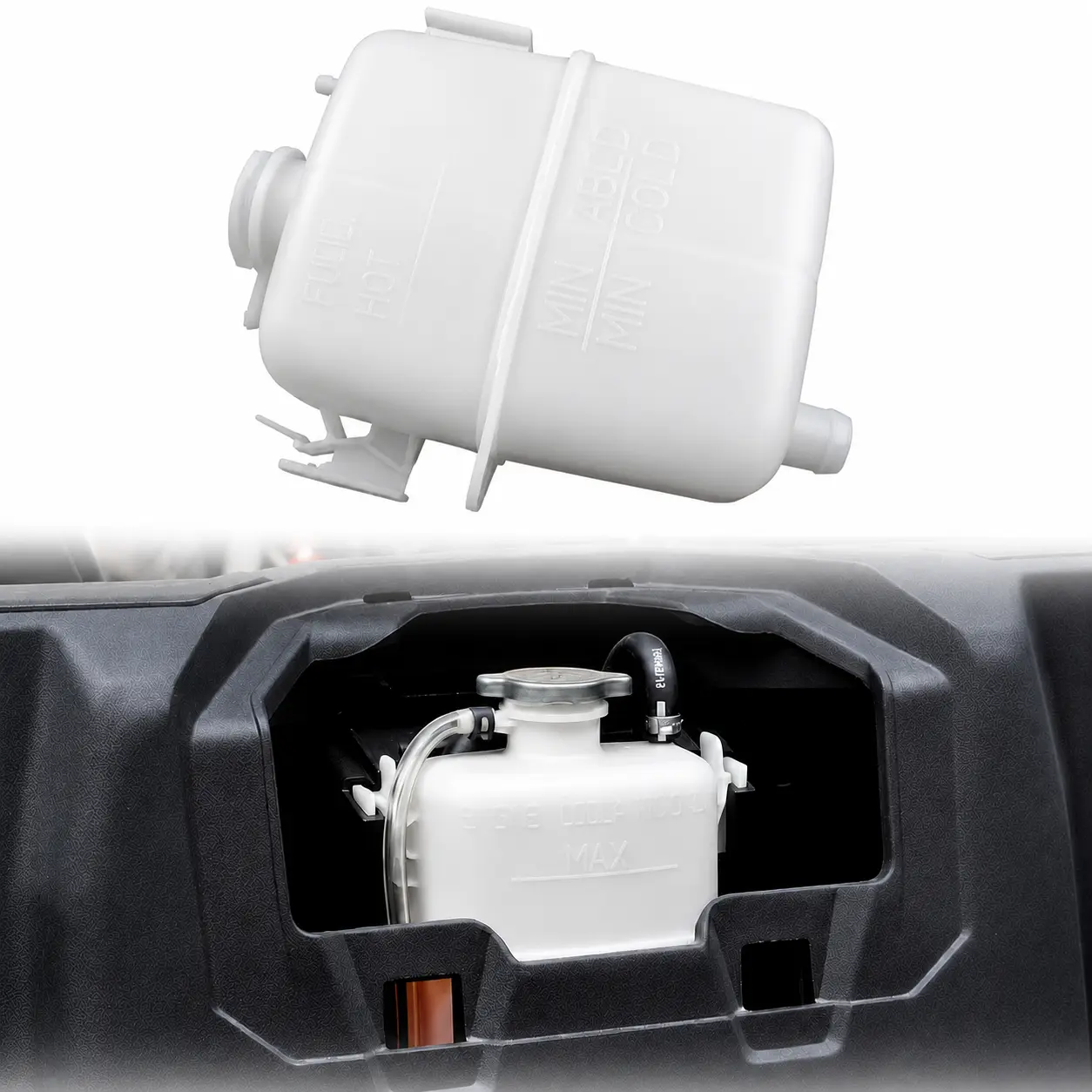 Aftermarket Coolant Reservoir Tank with Cap - Plastic Replacement Cooling System Tank, Vehicle-Specific Fit for Can-Am Maverick X3, Defender, Commander, Traxter 709200998, Includes Reservoir Tank And Cap