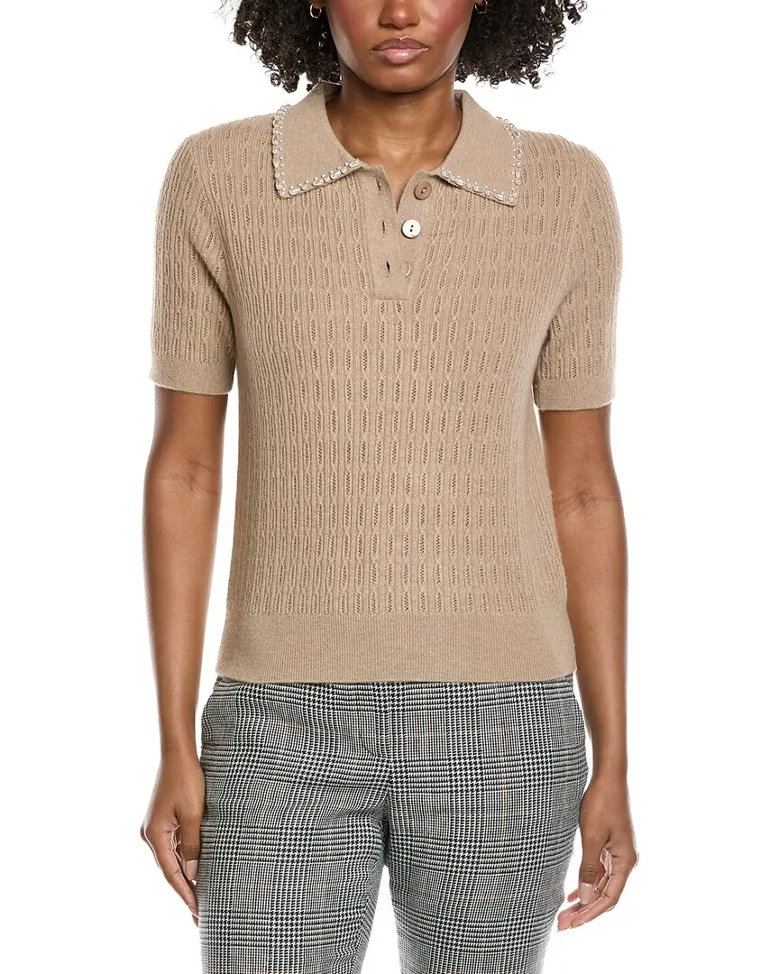 Elie Tahari Collar Rib Cashmere Polo Sweater