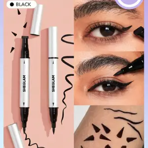 SHEGLAM Wing It Waterproof Liner Duo - Black 2 In 1 Waterproof Liquid Eyeliner Wing Stamp Pen Cat Eye Smudge-Proof Long Lasting Ultra-Fine Winged Eyeliner Black Friday Party Eyeliner