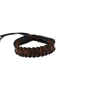 'Til Valhala'  Handmade leather bracelet 1/2"