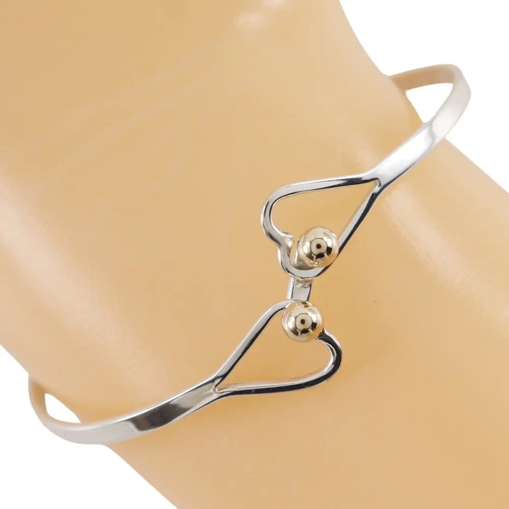 Pre-owned Tiffany & Co. Sterling Silver 925 (Ag925) Small Leather Goods Hook & Eye Silver925 K14 Yellow Gold Bangle