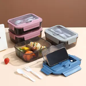 1pc Bento Lunch Box with Utensils, Microwave Safe Leak-Proof Food Container, Ideal for Office Work, School, University, Kitchen Storage