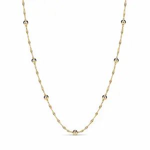 Women's Minimalist Gold Plated Bead Chain Necklace - Dainty Satellite Choker, Lightweight Everyday Layering Jewelry Gift