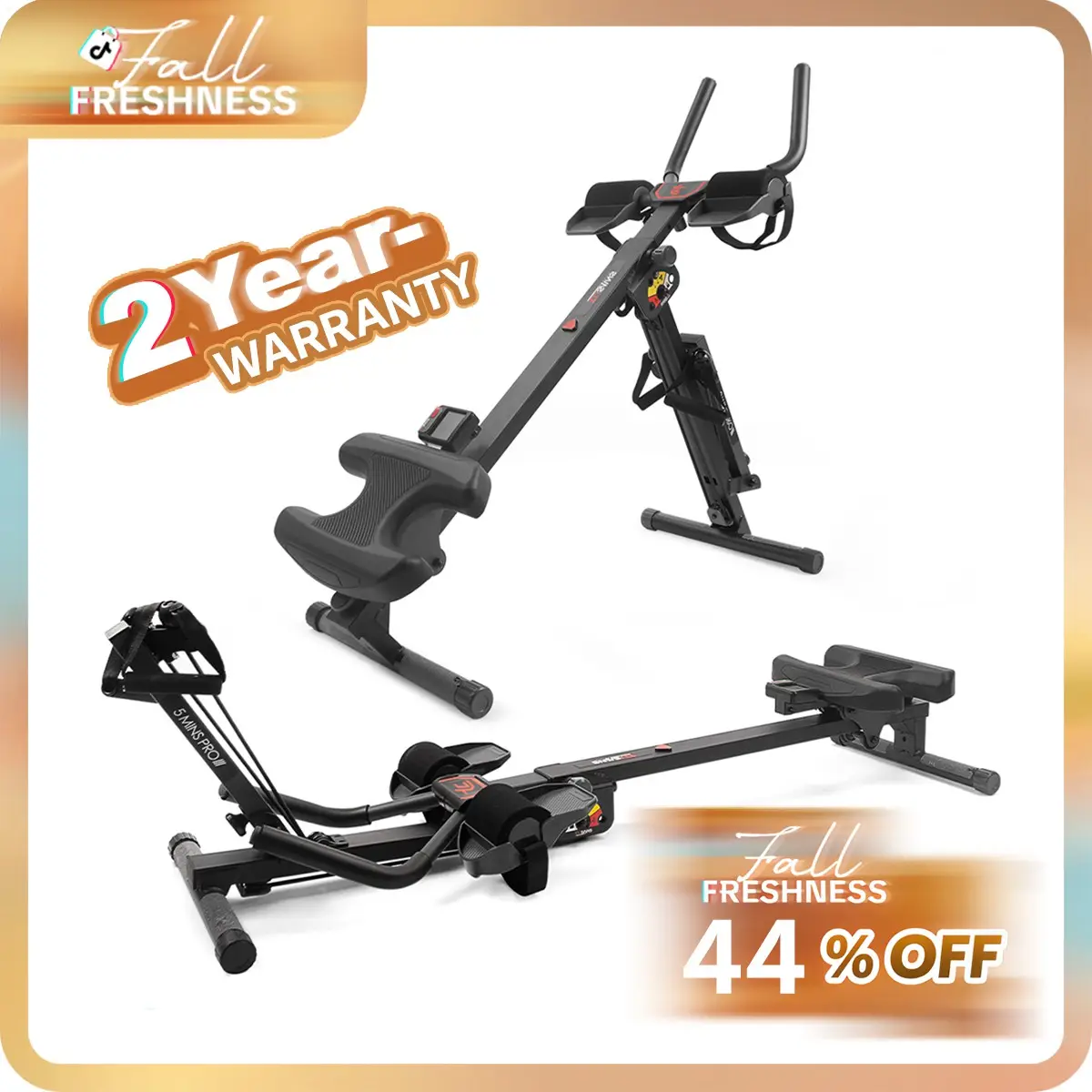 2 in 1 Abmachine Combine Rowing Machine with Adjustable Height,Levels and LCD monitor, Foldable Abdominal Crunch| Stomach Workout Exercise Equipment