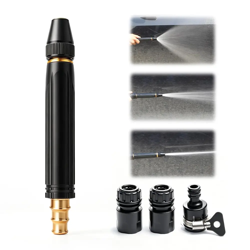 Adjustable High-pressure Handheld Sprayer Gun, Brass Connector & Steel Washer Outlet, Adjustable Nozzles,Water Powered Outdoor Lawn Use