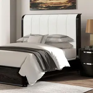 Osterley Contemporary Bed with Curved Headboard & Matching Case Goods Available in Black or Light Gray By FOA