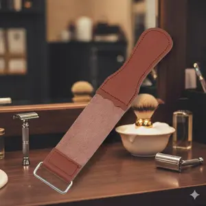 Professional Leather Strop for Razors & Knives - Sharpening, Honing & Care Tool for Straight Razors, Kitchen Cutlery, Barber Tools, Kitchenware, and Utensils. Durable, Efficient Sharpening Strop to Keep Blades Razor-Sharp.