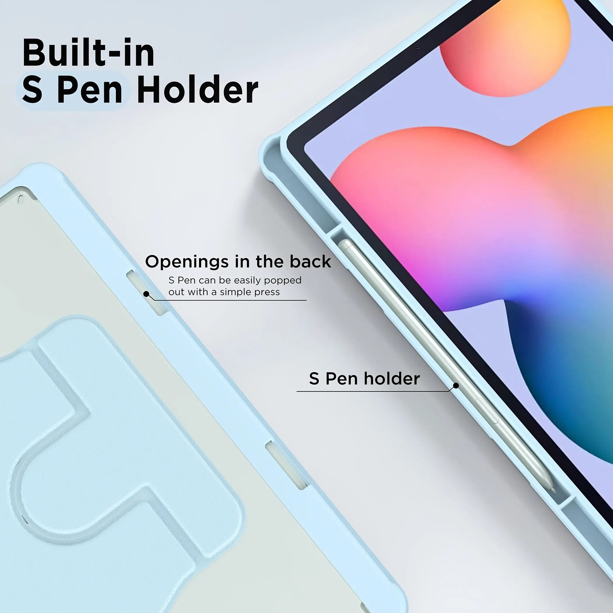Case Rotatable Tablet Covers for Samsung for Galaxy Tab S6 Lite SM-P610 SM-P615 (10.4-Inch, 2020 / 2022 / 2024) with Pencil Holder, 360 Degree Rotation Protective Stand Cover Clear Back, Auto Wake/Sleep, Tablet Computer Accessory