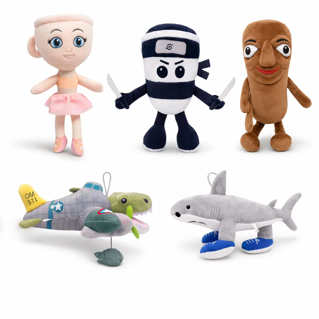 Lalaville Brainrot Meme 5-Pack Detailed Stitch Soft Plush Collectible Set - Ballerina Cappuccina, Tung Tung, Sahur, Bombardillo, Crocodillo, Assassino Cappuccino - Limited Holiday Edition Ideal Gift for Meme Fans, All Ages, House Decoration, Christmas, Ho