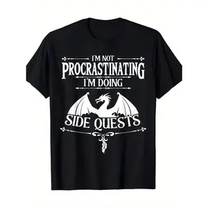 I'm Not Procrastinating I'm Doing A Side QuestTrendy Men's Short Sleeve Tee – Soft Cotton Fabric For Ultimate Comfort – Ideal For Daily Wear, Outdoor Activities, And Weekend Getaways