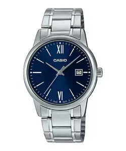 Casio Men’s Silver Stainless Steel Watch with Blue Dial - MTP-V002D-2B3