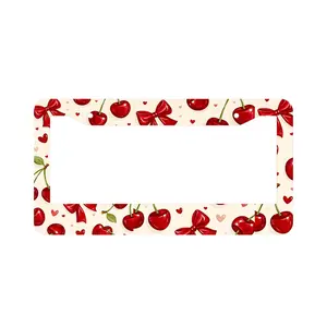 Cute Cherry License Plate – Personalized Car Tag, Pastel Aesthetic, Custom Name Plate