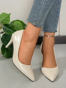 Spring & Autumn New Women's Pointed Toe Slip-On High Heel Shoes, Elegant Stylish Comfortable Casual Footwear for Everyday Outings