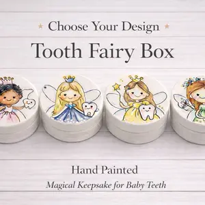 Hand-Painted Tooth Fairy Box - Whimsical Wood Keepsake