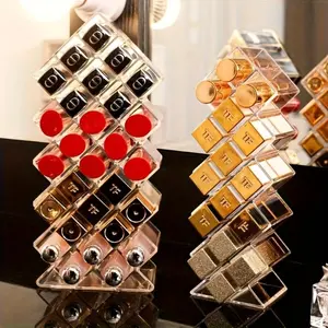 Transparent Lipstick Storage Box, Multi-Grid Cosmetic Organizer, Makeup Display Rack, Desktop Vanity and Tabletop Storage Holder, Makeup Tray