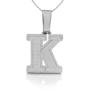 [Buy One Get Free Necklace] Hip Hop Large Letter Zirconia Alphbet Pendant Birthday Anniversary Mother's Day Gifts for Men & Women