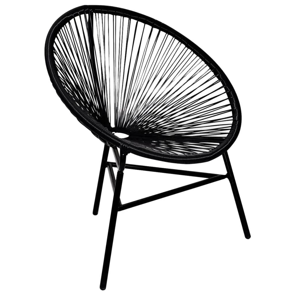 vidaXL Patio Moon Chair, Outdoor Seating Acapulco Chair with Steel Frame, All-Weather Woven Lounge Chair for Indoor and Outdoor, Poly Rattan Black 41383